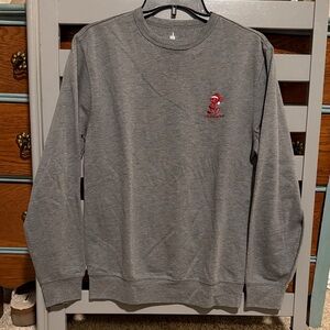 Disney Gray Crewneck Sweater with Red Holiday Mickey Accent